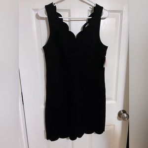 Black, v neck, mini dress